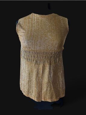 True Vintage Sleeveless Metallic Gold Empire Waist Party Top - Women